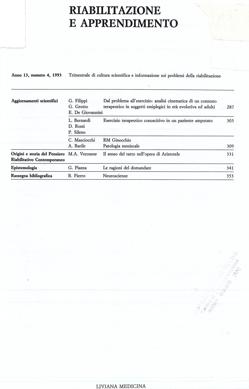 Cover  Riabilitazione e Apprendimento