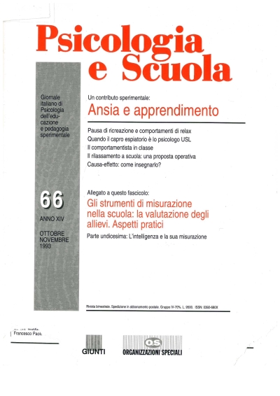 Cover  Ansia e apprendimento : Un contributo sperimentale