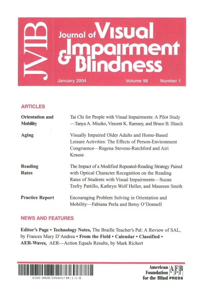 Cover  Tai chi for people with visual impairments : A pilot study