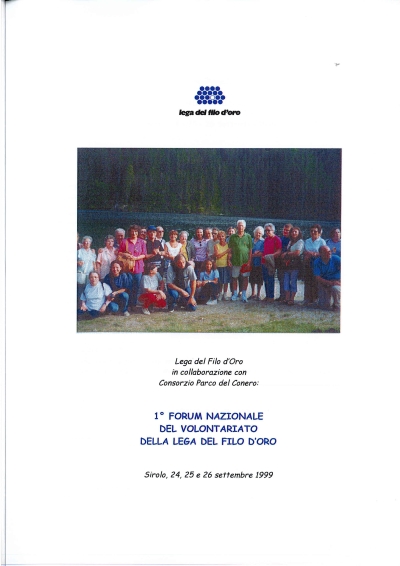 Cover  1° Forum Nazionale del Volontariato della Lega del Filo d’Oro. Sirolo, 24-25-26 settembre 1999