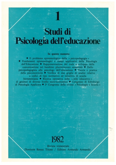 Cover  Studi di Psicologia dell'Educazione