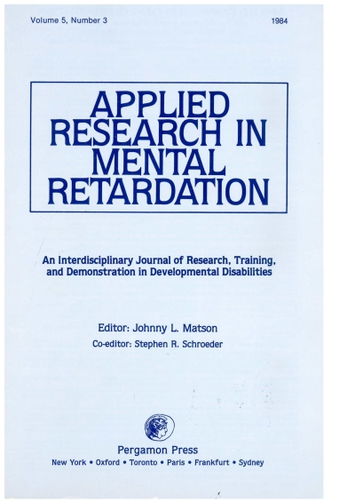 Cover  Applied Research in Mental Retardation
