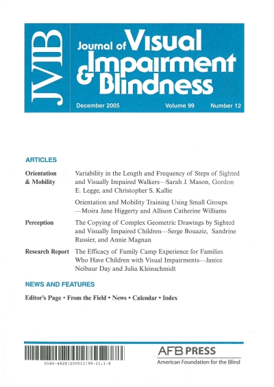 Cover  Variability in the length and frequency of steps of sighted and visually impaired walkers