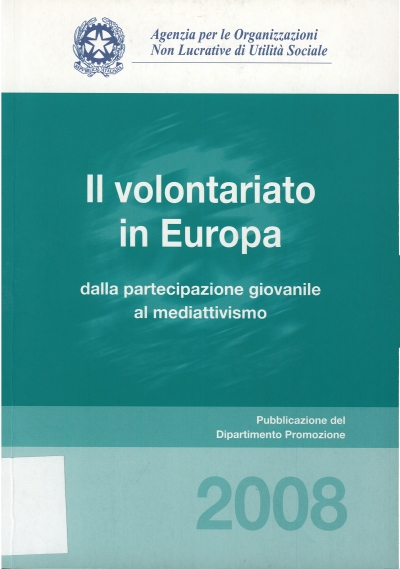Cover  Il volontariato in Europa : Dalla partecipazione giovanile al mediattivismo