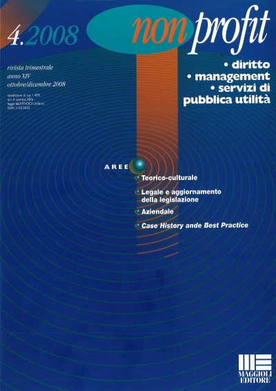 Cover  Non profit & management : Diritto, management, servizi di pubblica utilità