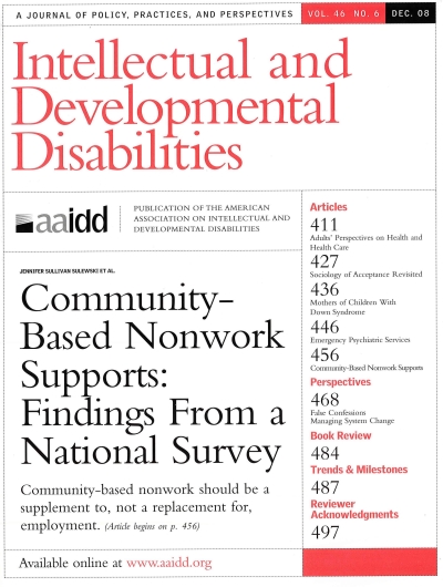 Cover  Burnout among summer camp staff supporting people with intellectual disability and aggression