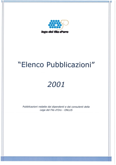 Cover  2001 Pubblicazioni 