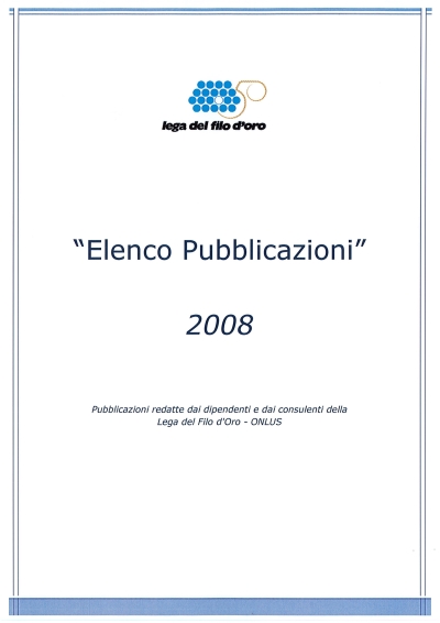 Cover  2008 Pubblicazioni