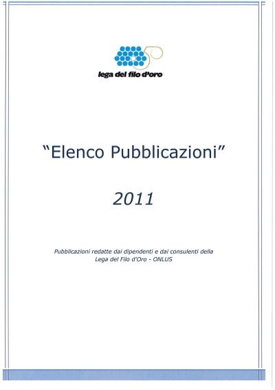 Cover  2011 Pubblicazioni