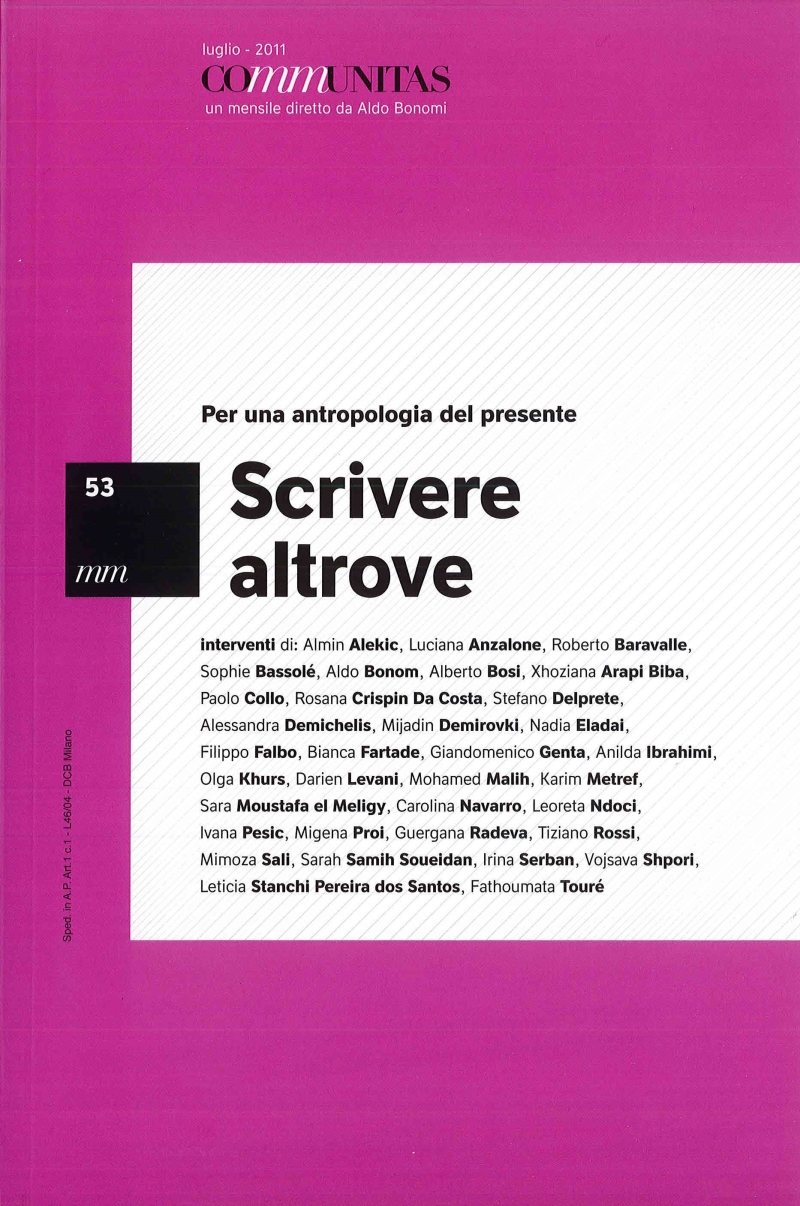 Cover  Scrivere altrove : per una antropologia del presente