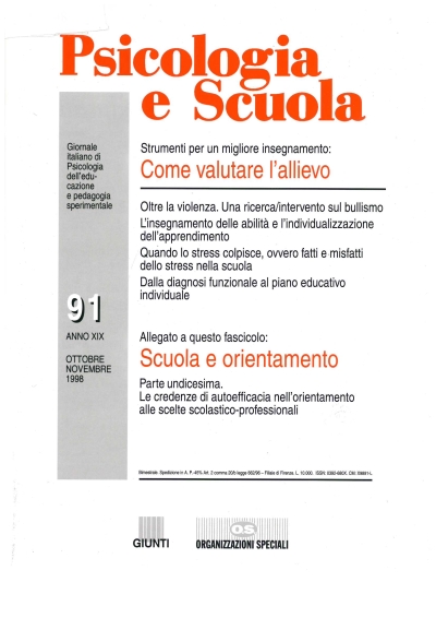 Cover  Stress e burnout nell'insegnamento al portatore di handicap