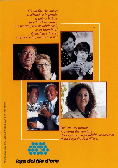 Cover  C'è un filo che unisce il silenzio e le parole, il buio e la luce, la vita e l'eternità. C'è un filo fatto di solidarietà, gesti illuminati, donazioni e lasciti