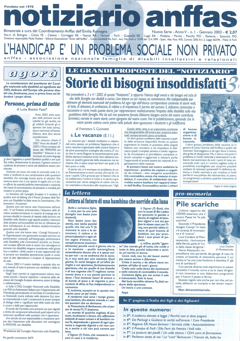 Cover  Notiziario Anffas
