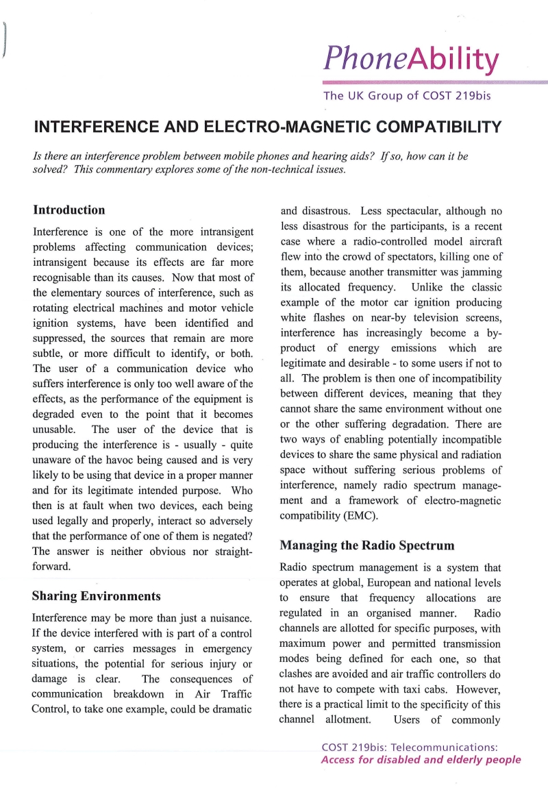 Cover  Interference and eletctro-magnetic compatibility