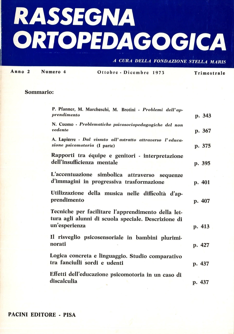 Cover  Rassegna Ortopedagogica